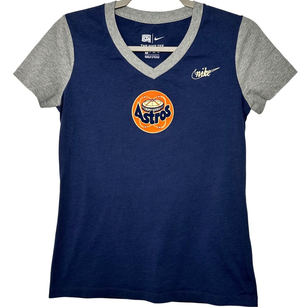 Nike Houston Astros Cooperstown Collection Womens XS V-Neck Graphic T-shirt Navy